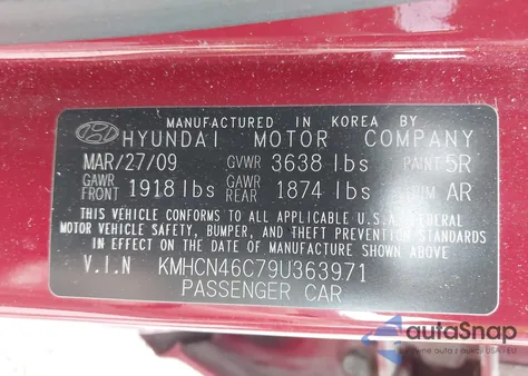 2009 Hyundai Accent Gls from USA, damaged, VIN KMHCN46C79U363971